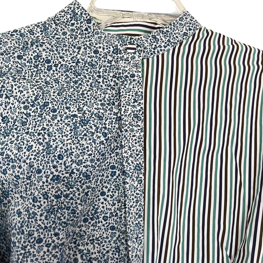 Silvia Tcherassi Celestia Belted Puff Sleeve Striped White Blue Blouse Size M - Picture 7 of 16